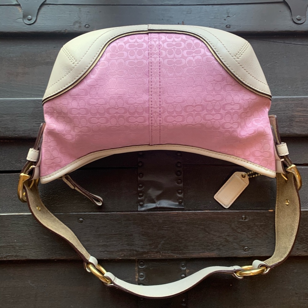 Coach Pink and White Hobo Handbag